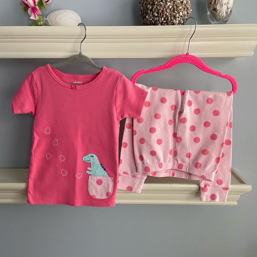 Carter's Pink Pajama Set with Graphic Top and Patterned Bottoms